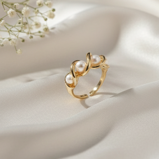 Pearl Gold Quartet Ring Set