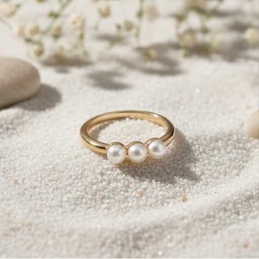 Pearl Gold Quartet Ring Set