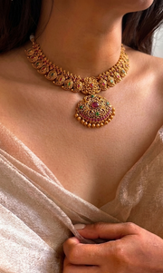 Mayura Dual-Layer Temple Necklace Set