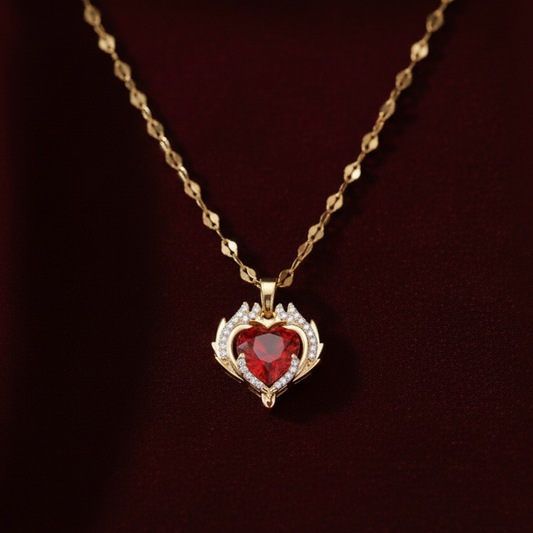 Red Heart Crystal Pendant Necklace