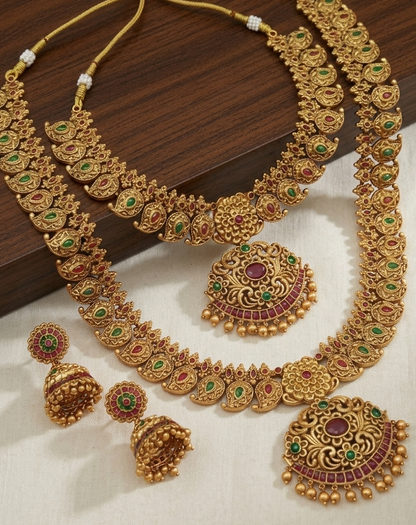 Mayura Dual-Layer Temple Necklace Set