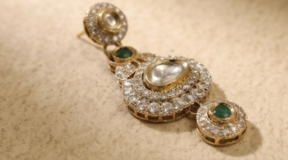 Emerald Royale Kundan Polki Bridal Necklace Set