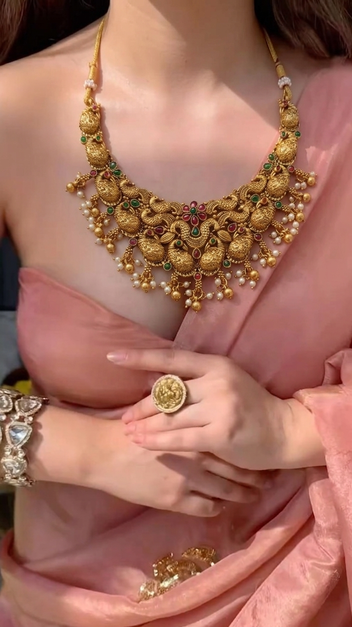 Navaratna Gaja Padma Haaram Set