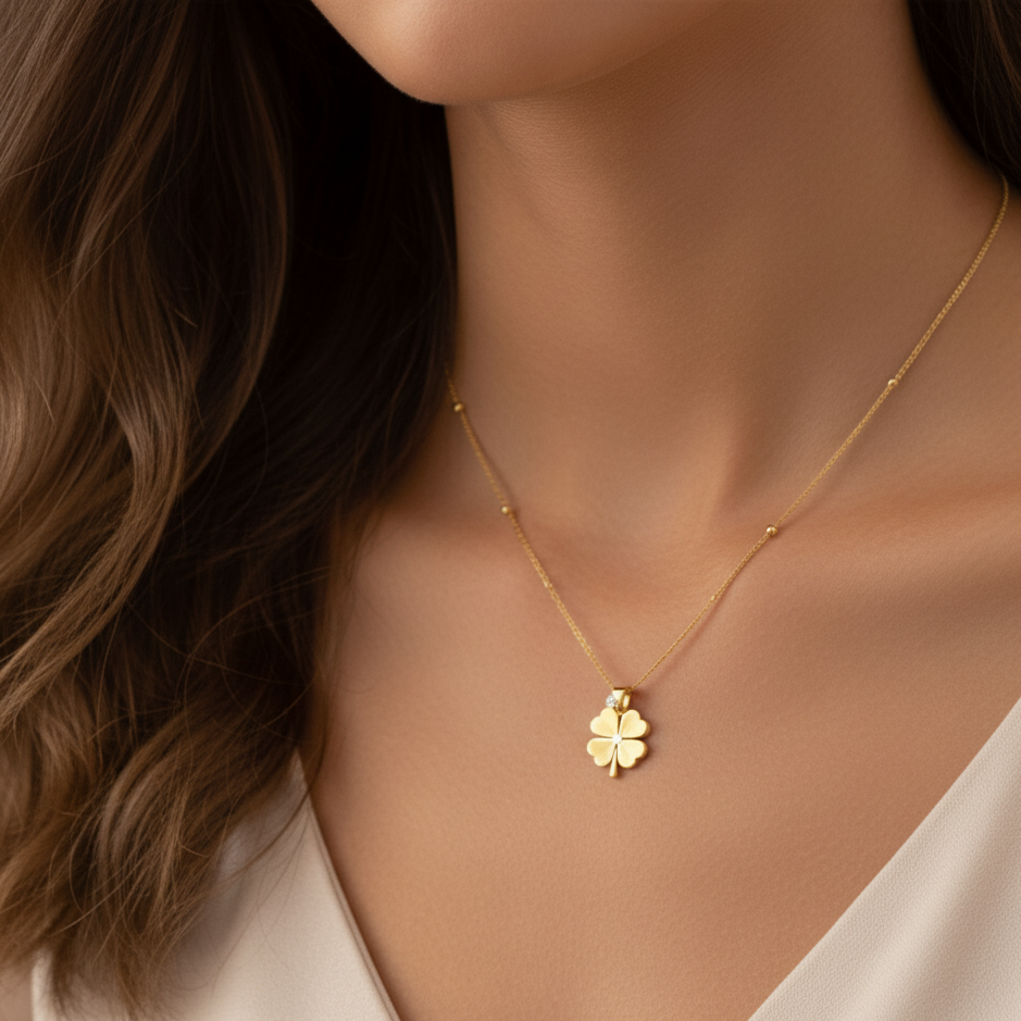 Golden Aura Clover Necklace