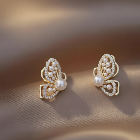 Ethereal Winged Gold Earrings