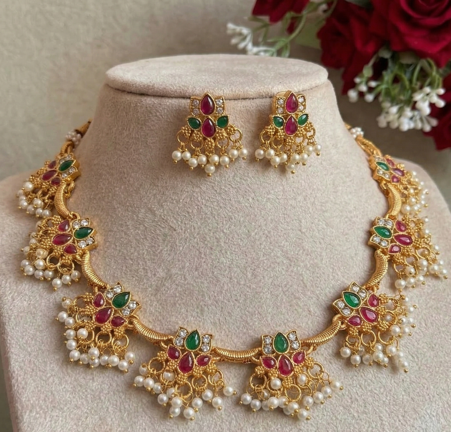 Ratna Pushpa Jaalam Necklace Set
