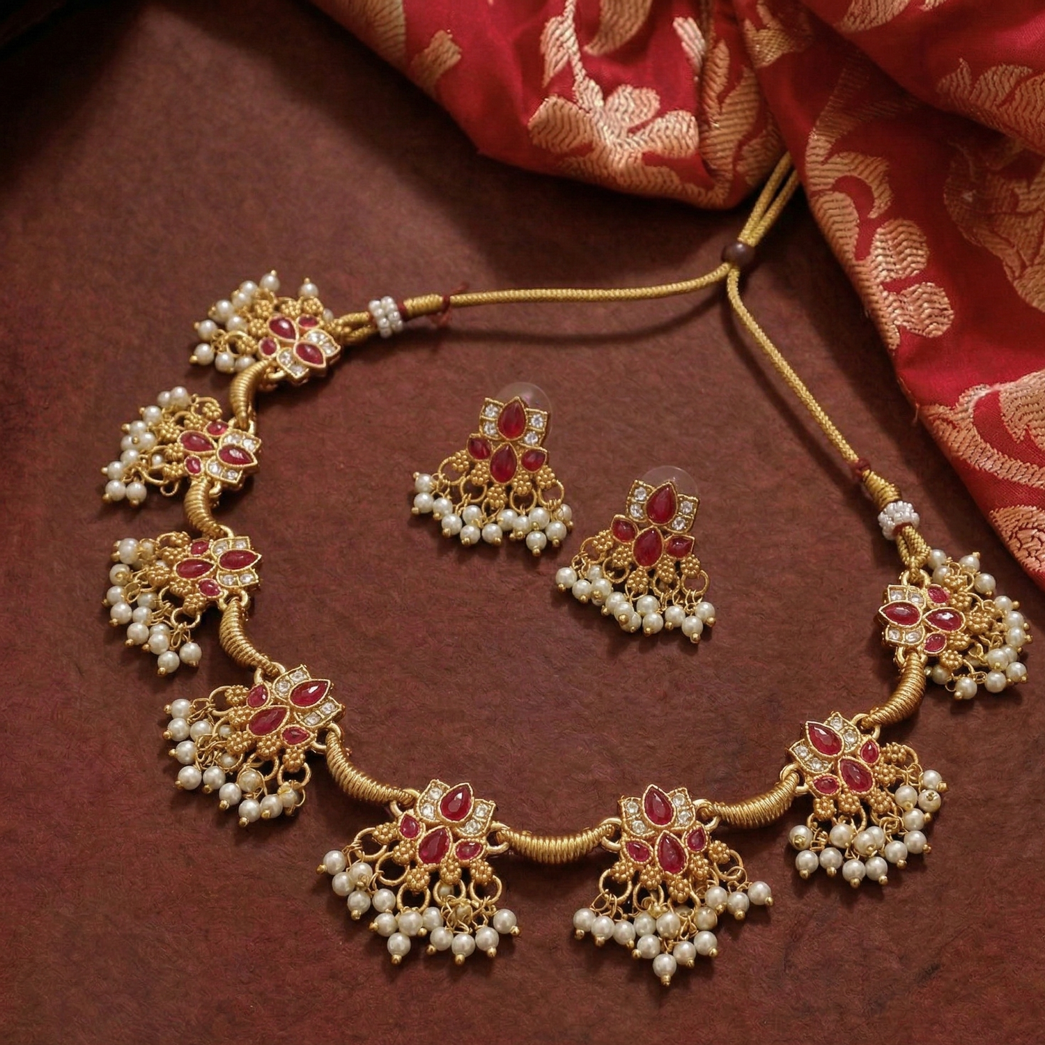Ratna Pushpa Jaalam Necklace Set