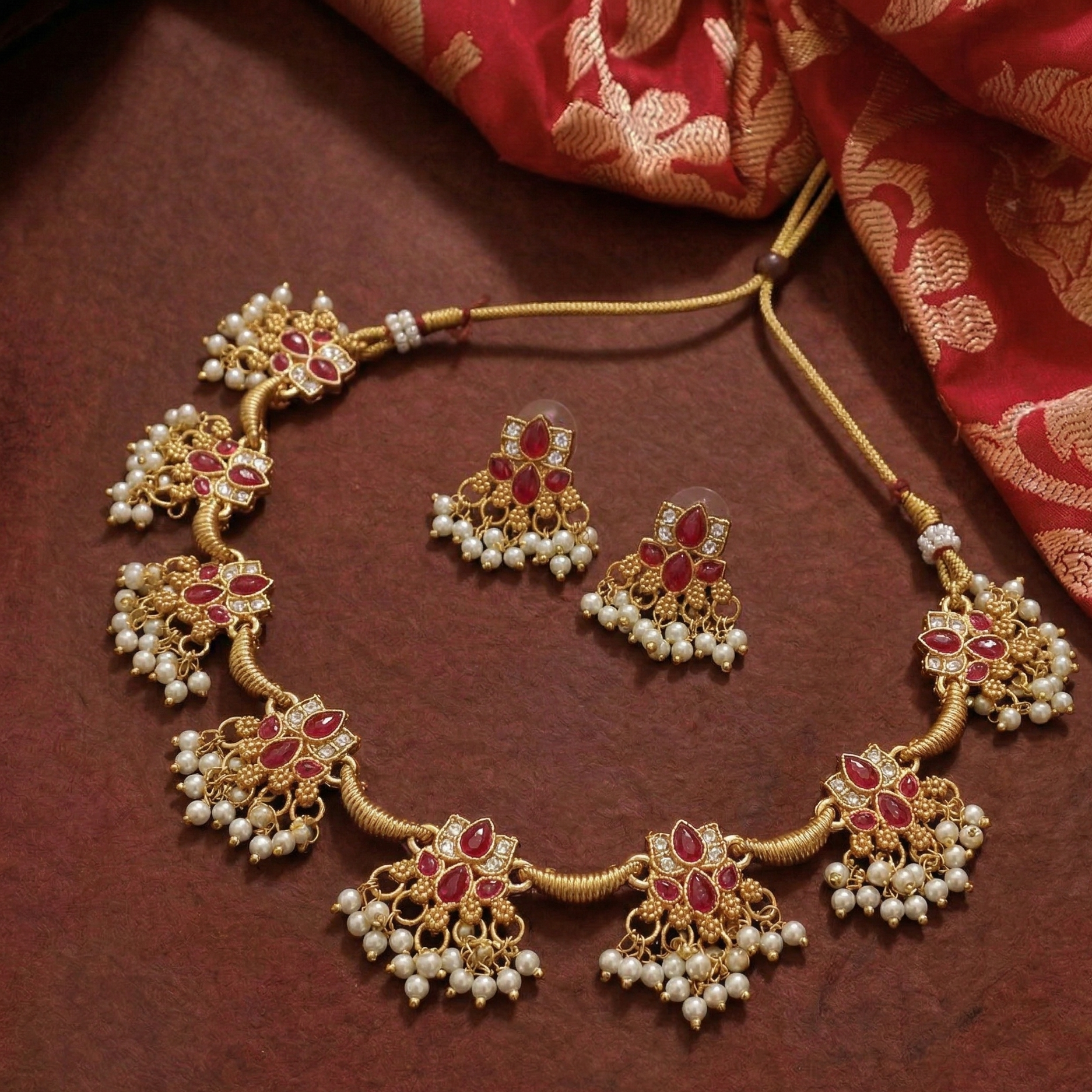 Ratna Pushpa Jaalam Necklace Set