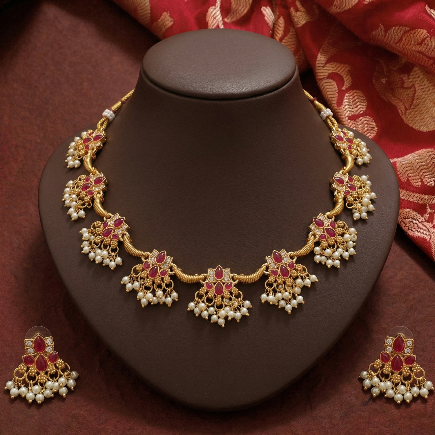 Ratna Pushpa Jaalam Necklace Set