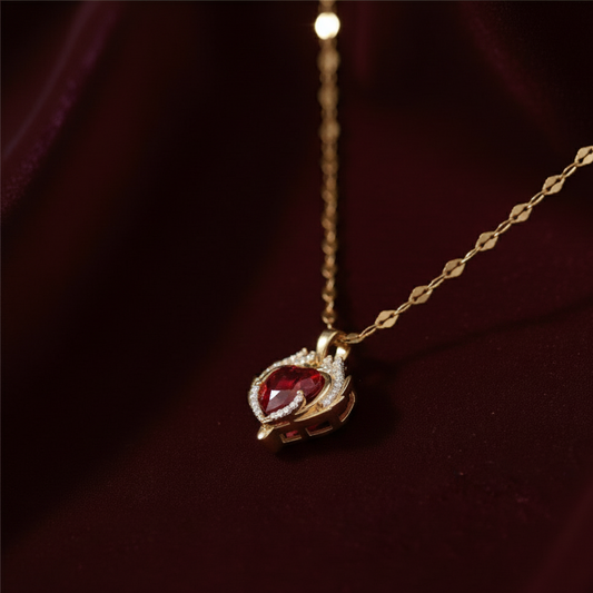 Red Heart Crystal Pendant Necklace