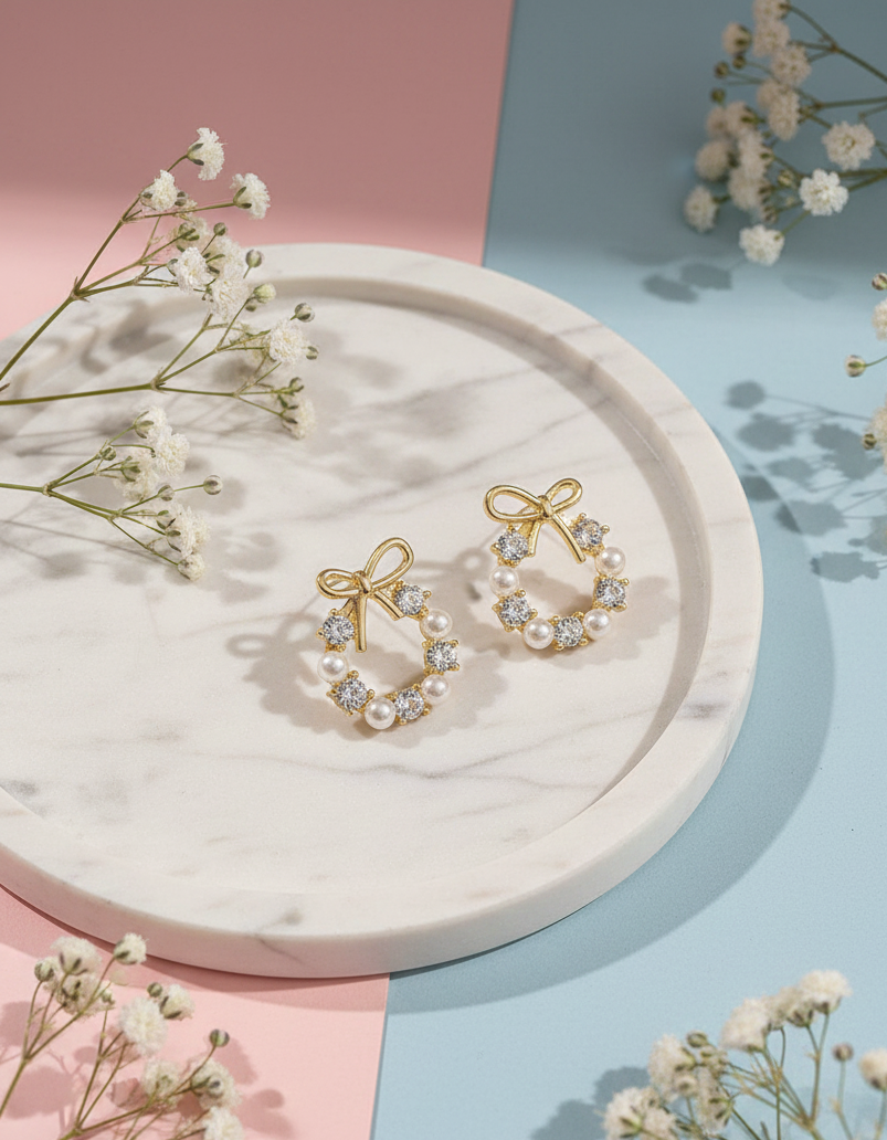 Petal Pearl Bow Studs