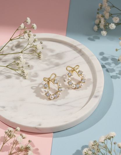 Petal Pearl Bow Studs