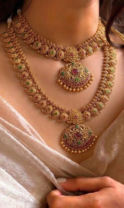 Mayura Dual-Layer Temple Necklace Set