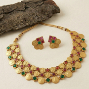 Shubh Lakshmi Ganesh Coin Temple Necklace