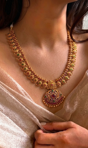 Mayura Dual-Layer Temple Necklace Set