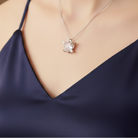 Celestial Pink Heart Orbit Necklace