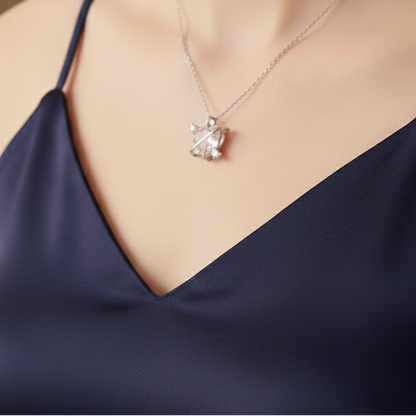 Celestial Pink Heart Orbit Necklace