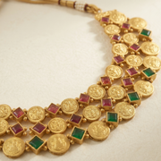 Shubh Lakshmi Ganesh Coin Temple Necklace