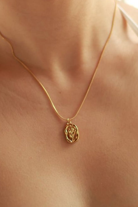 Golden Rose Medallion Necklace