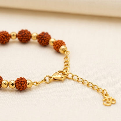 Personalised Rudraksha Gold Name Rakhi
