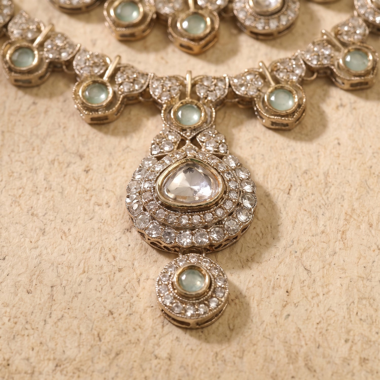 Emerald Royale Kundan Polki Bridal Necklace Set