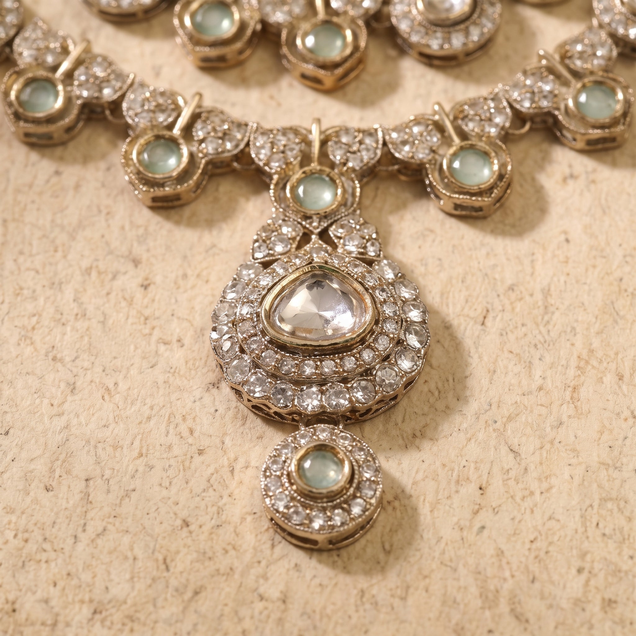 Emerald Royale Kundan Polki Bridal Necklace Set
