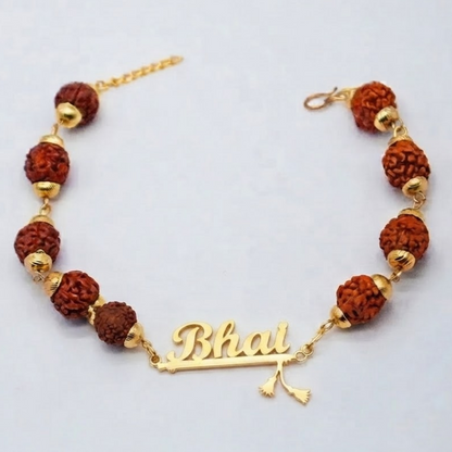 Personalized Krishna Rudraksha Rakhi - Flute Design