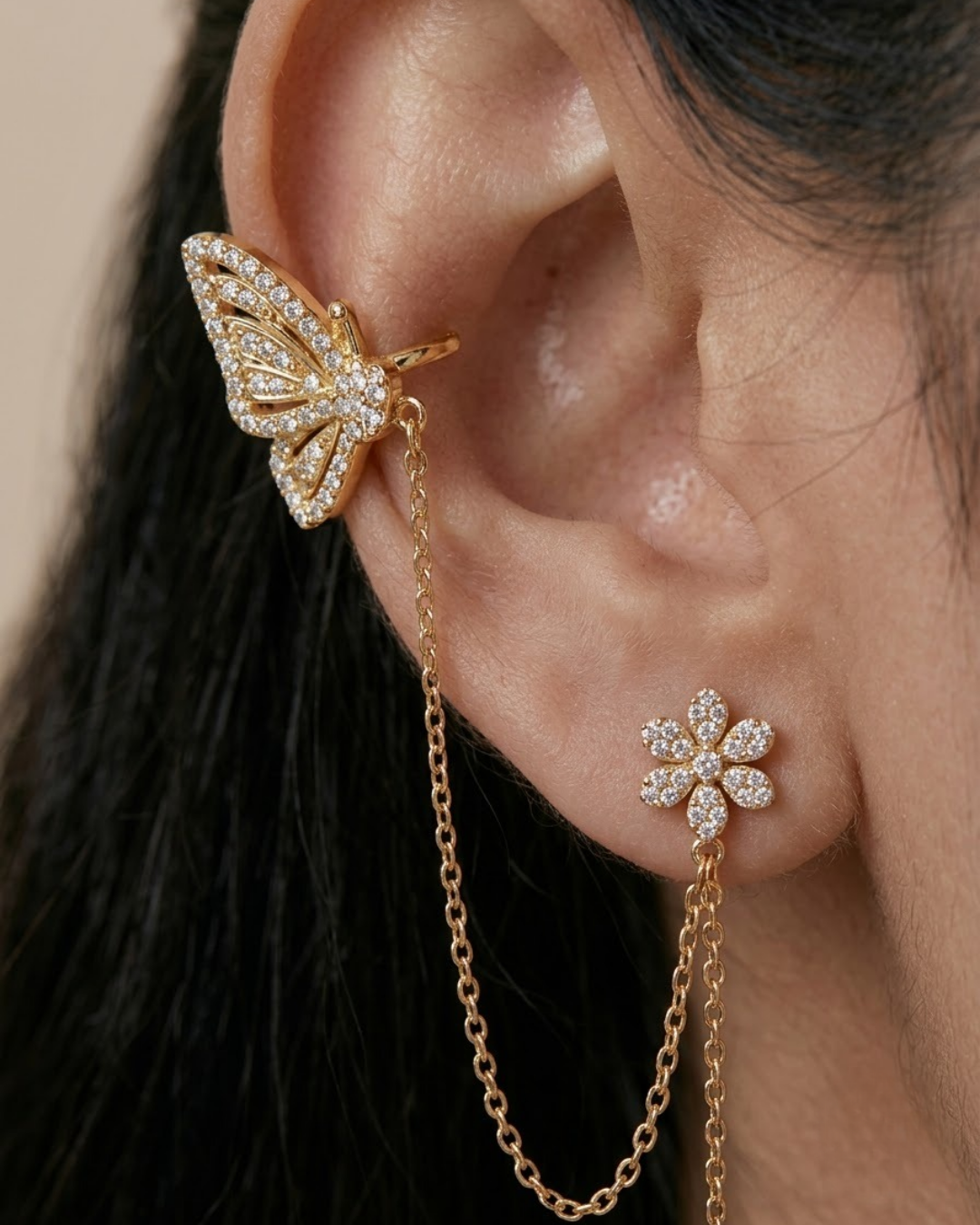 Butterfly Cascade Ear Chain