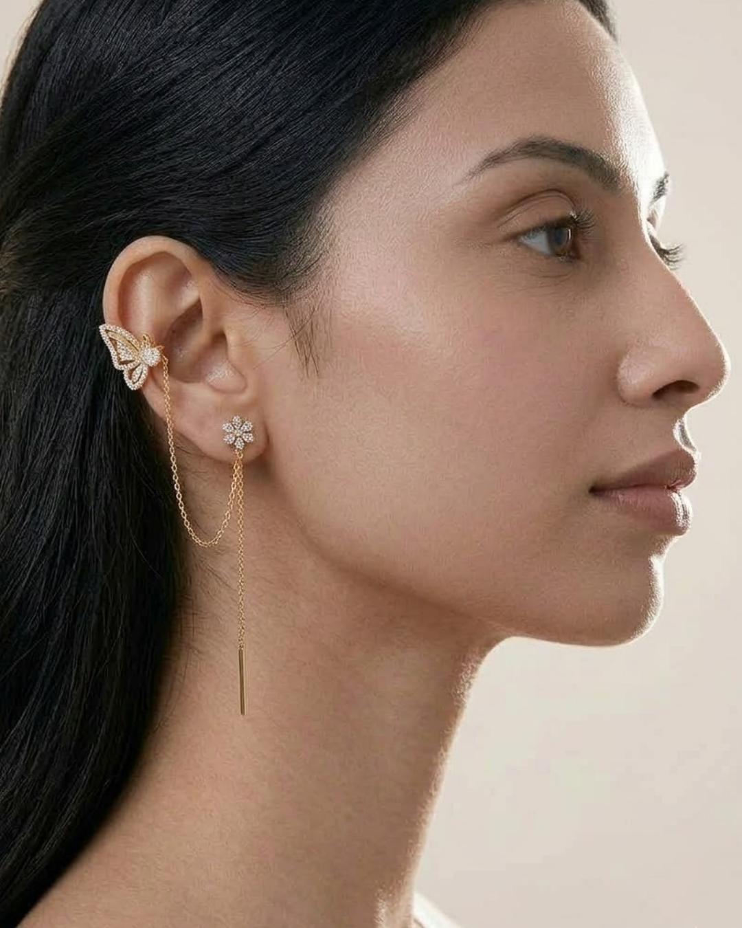 Butterfly Cascade Ear Chain