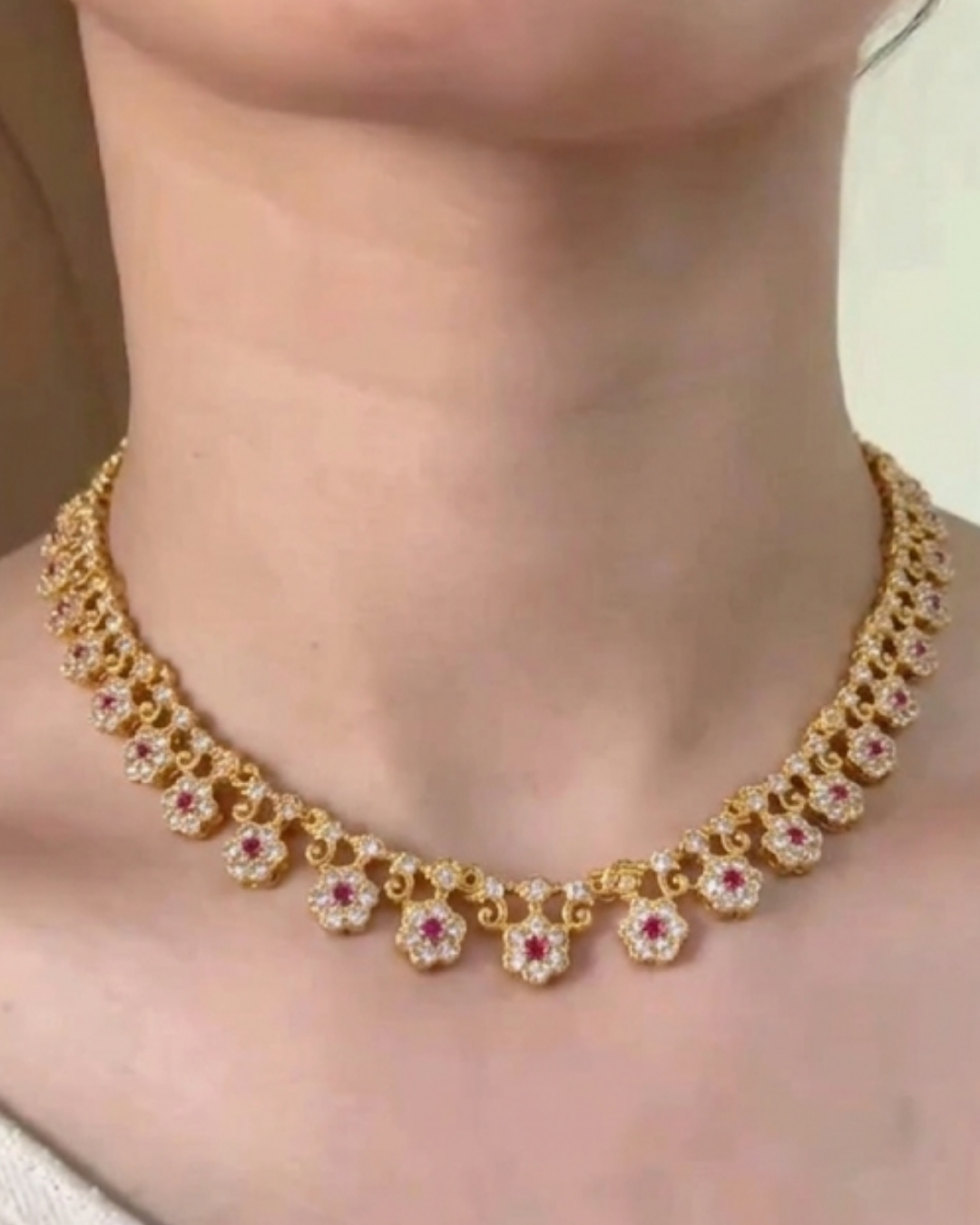 Ruby Bloom AD Necklace Set