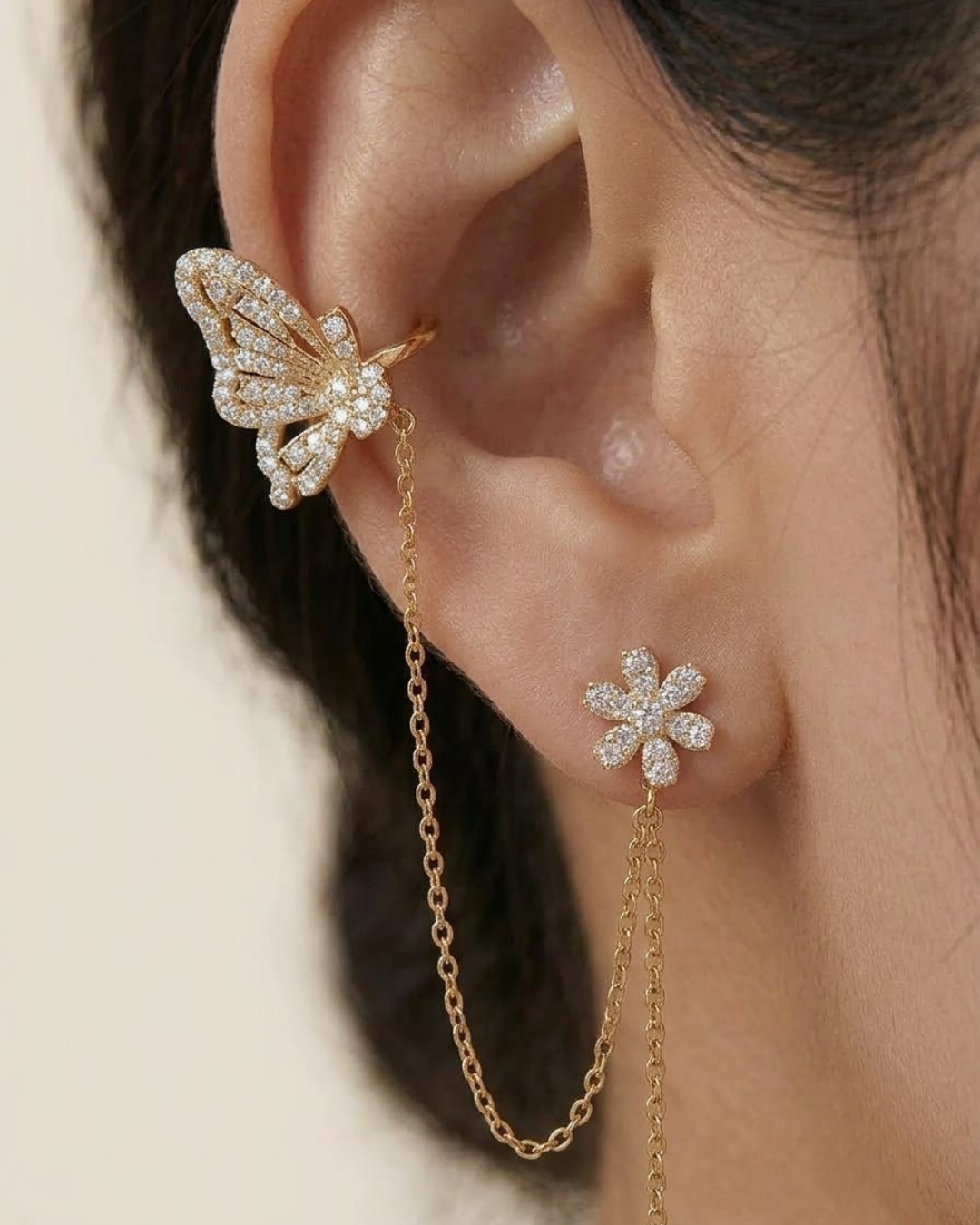 Butterfly Cascade Ear Chain
