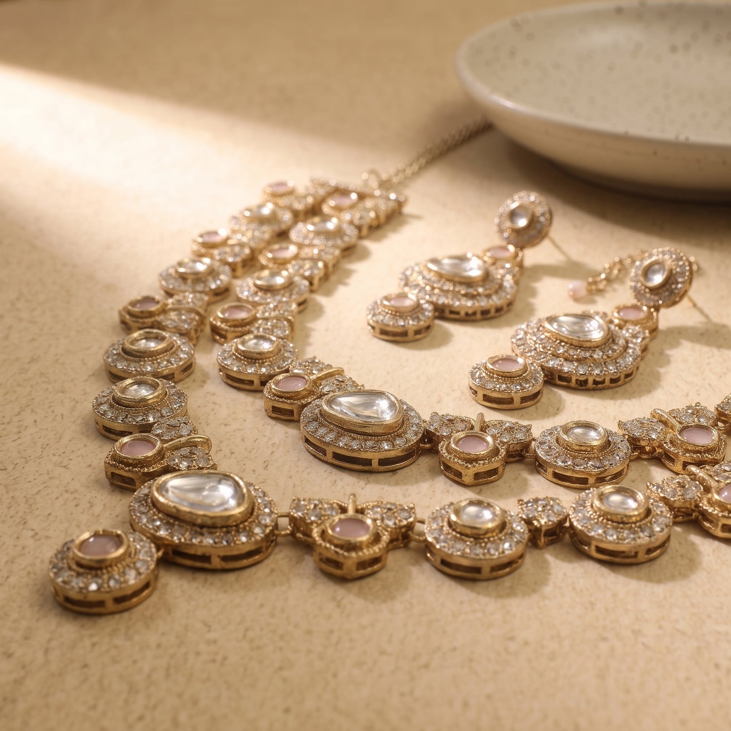 Emerald Royale Kundan Polki Bridal Necklace Set