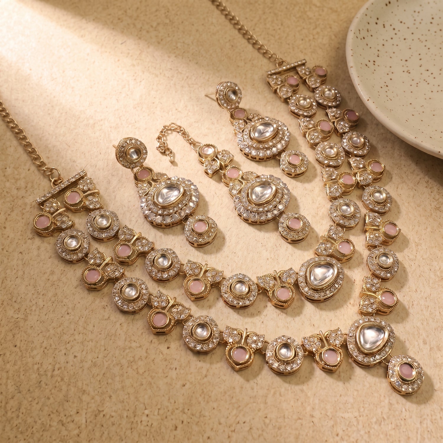 Emerald Royale Kundan Polki Bridal Necklace Set