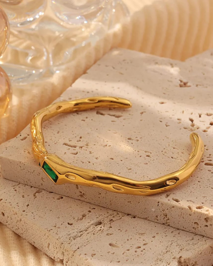 Emerald Flow Gold Steel Cuff
