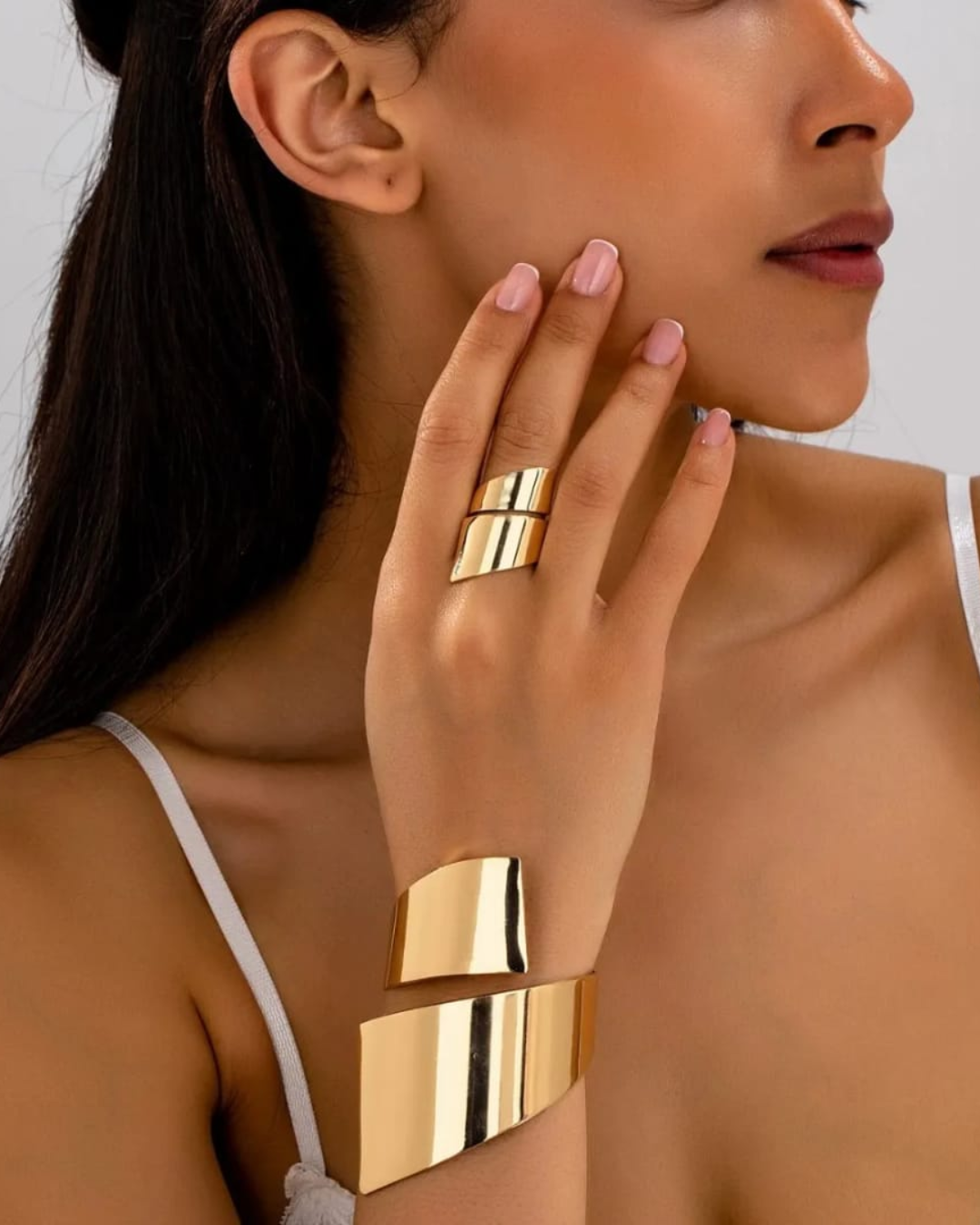 Dual Block Gold cuff set