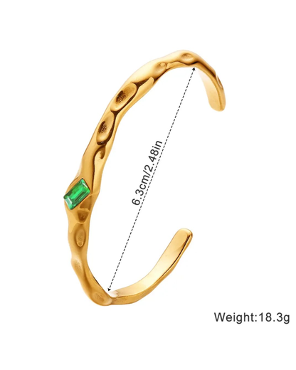 Emerald Flow Gold Steel Cuff