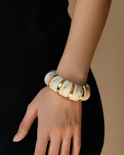 Marble Link Gold Steel Bracelet