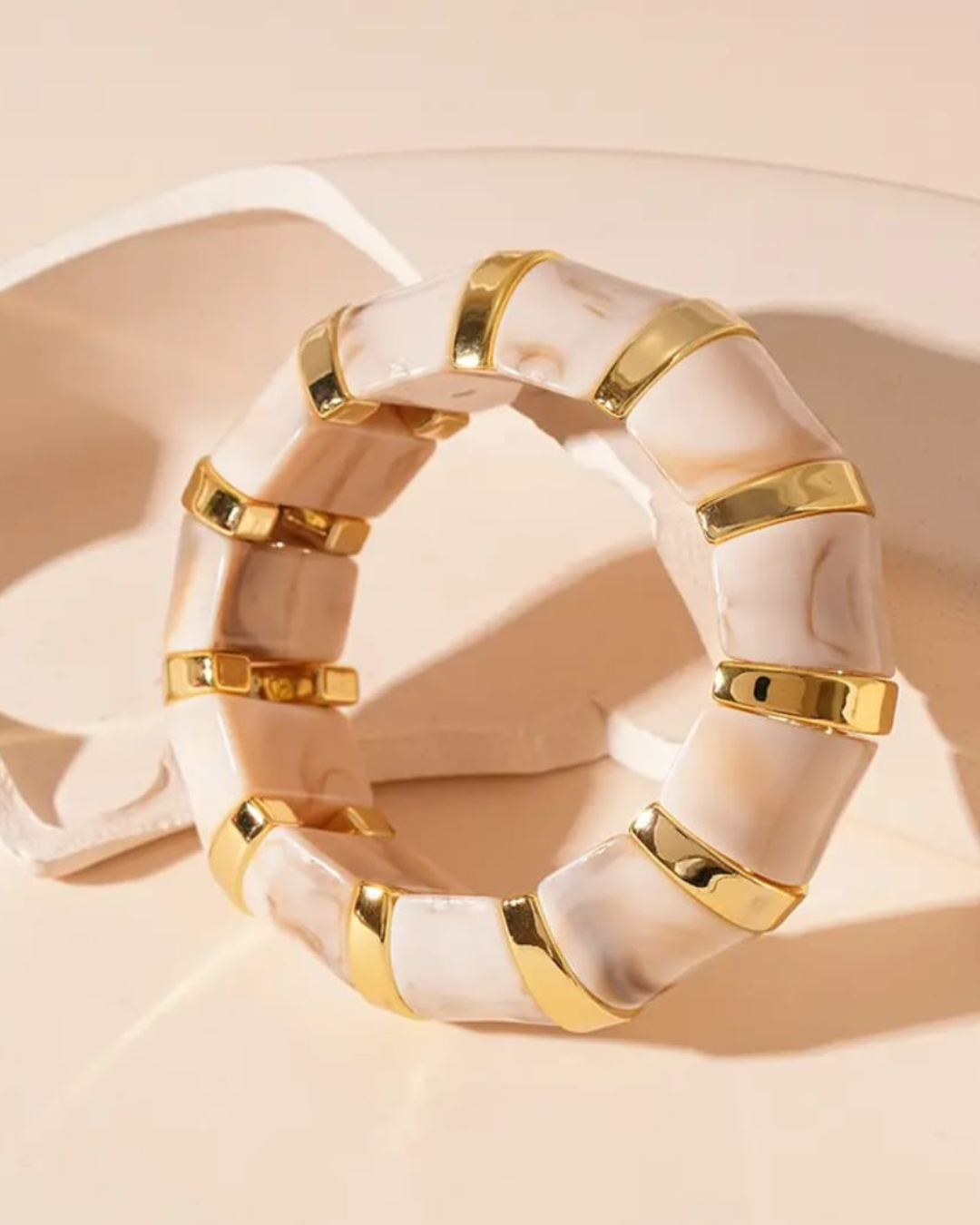 Marble Link Gold Steel Bracelet
