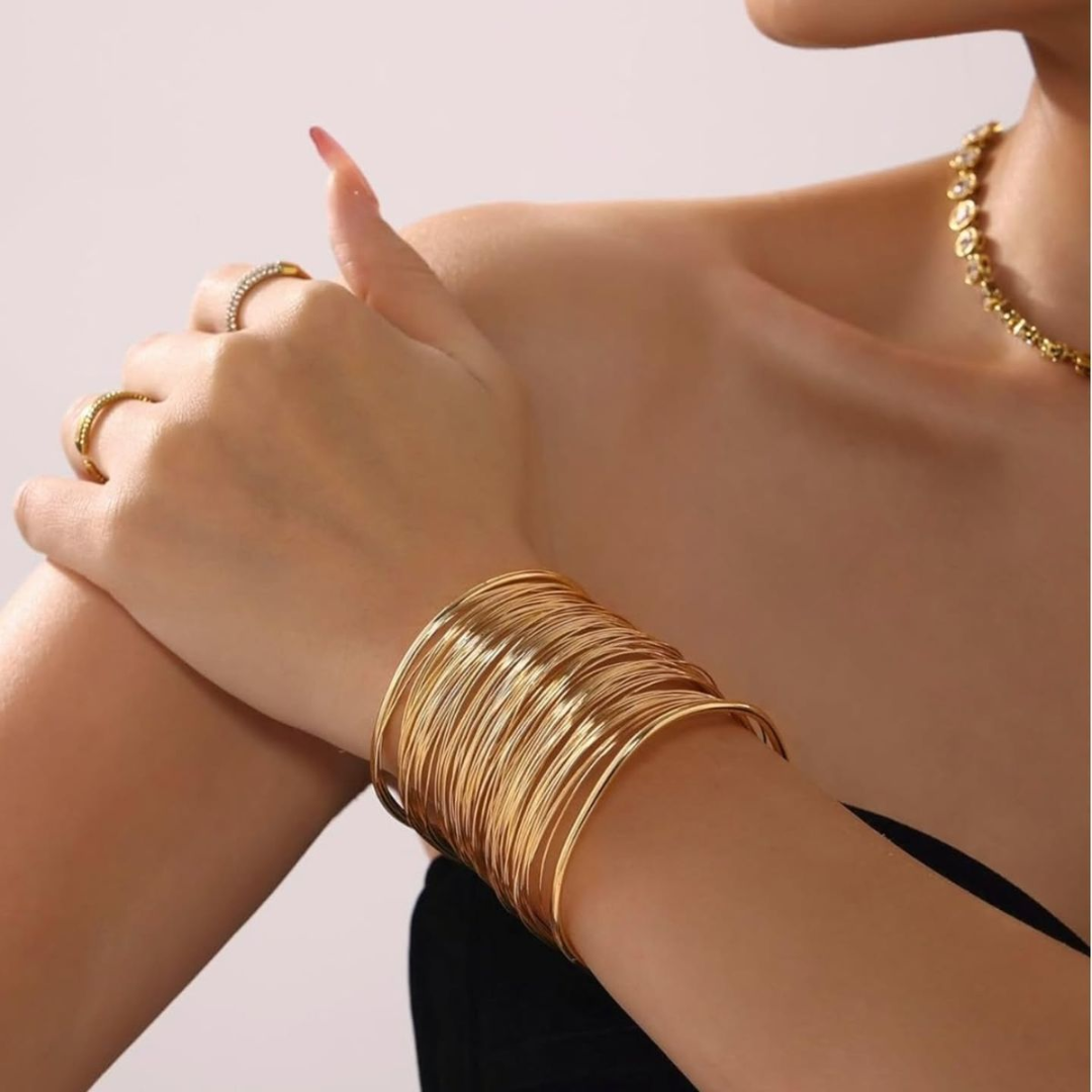 Golden Mesh Cuff Bracelet (SET OF 2)