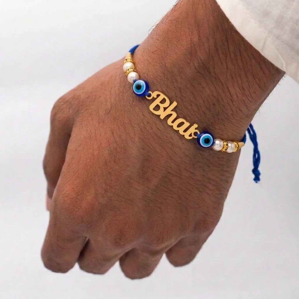 Personalized Name Rudraksha Evil Eye Rakhi