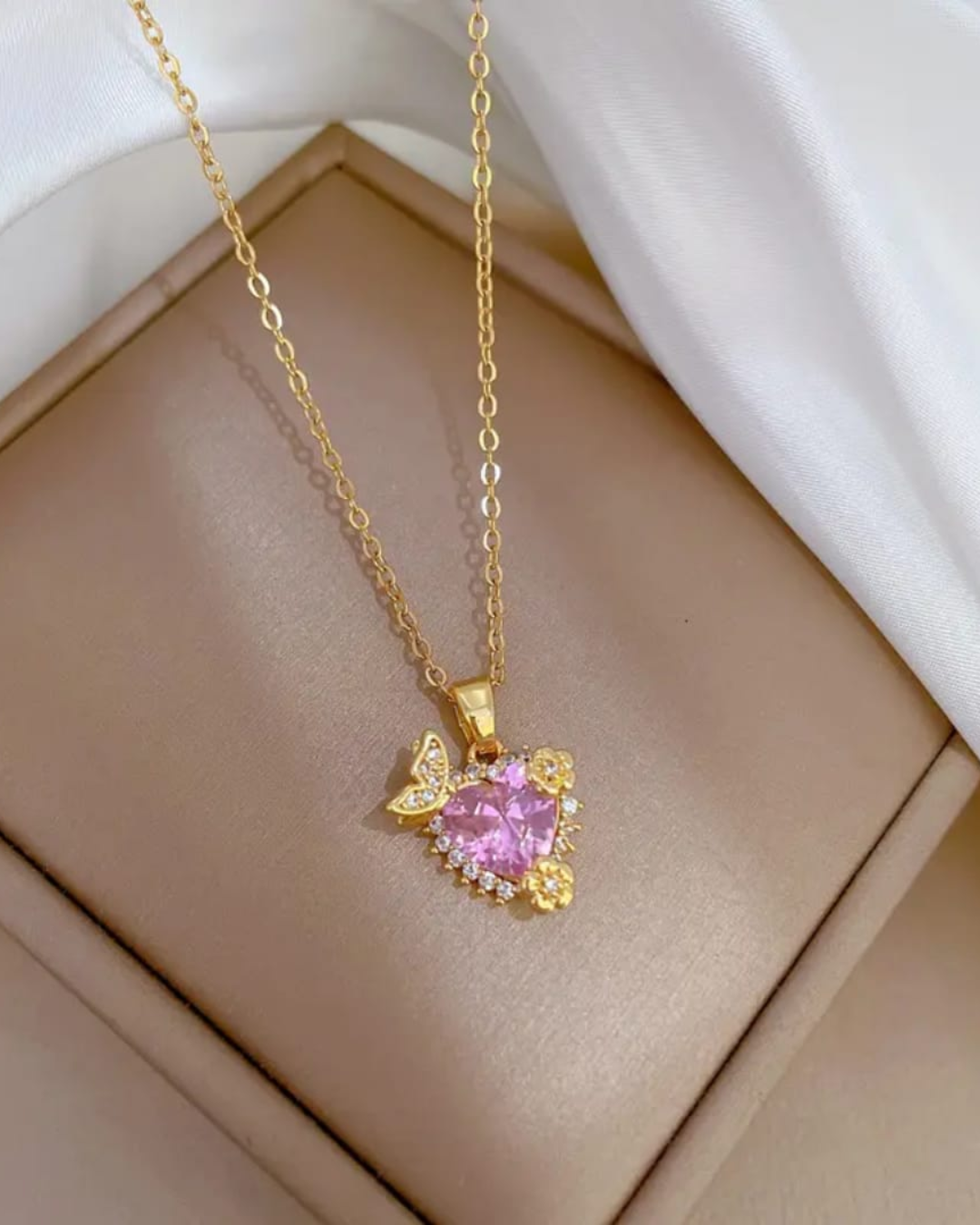 Blossom Butterfly Heart Necklace