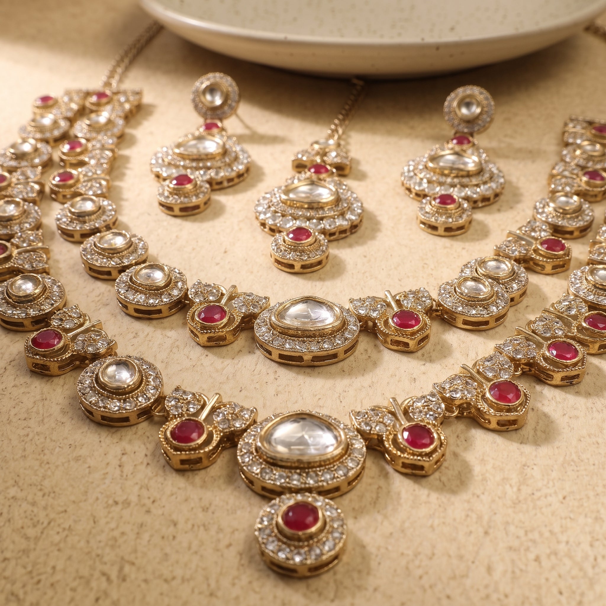 Emerald Royale Kundan Polki Bridal Necklace Set