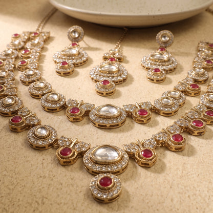 Emerald Royale Kundan Polki Bridal Necklace Set