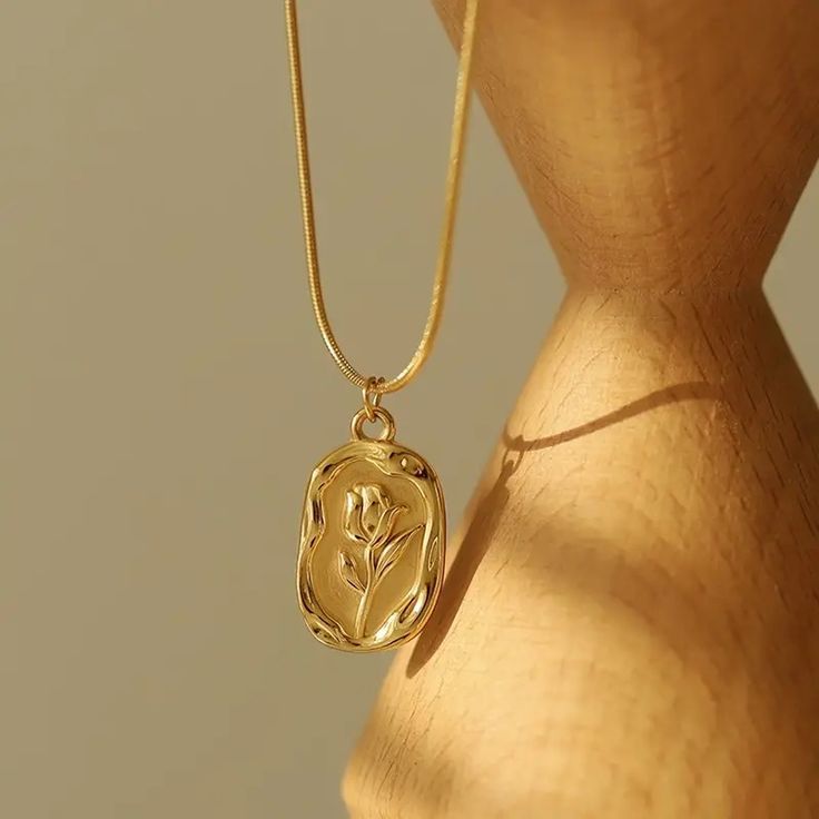 Golden Rose Medallion Necklace