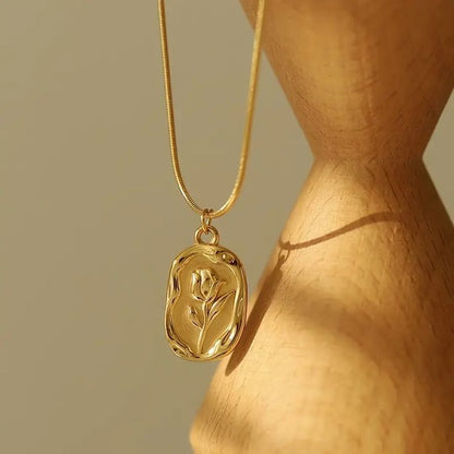 Golden Rose Medallion Necklace