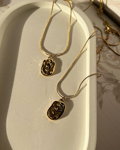 Golden Rose Medallion Necklace