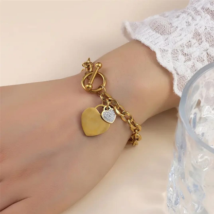 Twin Hearts Link Bracelet