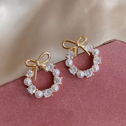 Petal Pearl Bow Studs