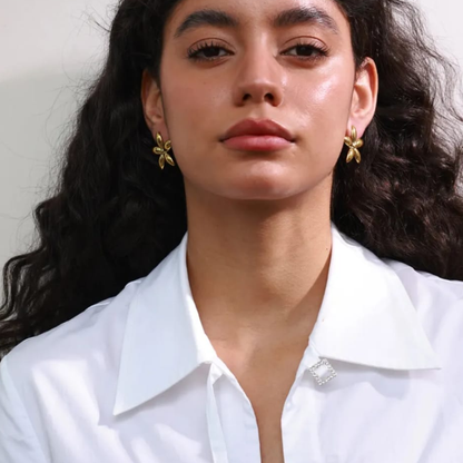 Manhattan Orchid Gold Studs 18k gold plating