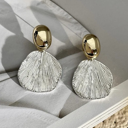 Golden Silver Shell Drop Earrings